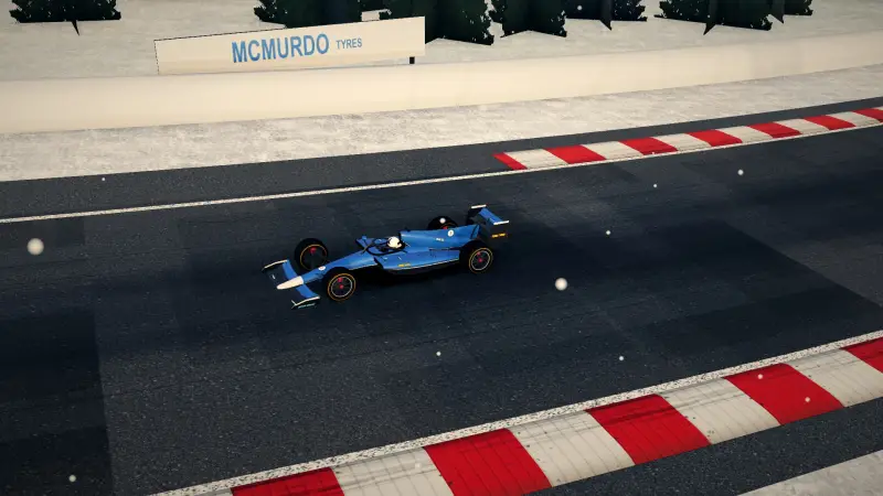 Trackside at the Antarctica circuit: Antarctica racing game screenshot
