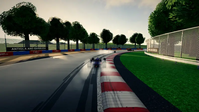 Chasing through a corner in Antigua and Barbuda: Antigua and Barbuda racing game screenshot