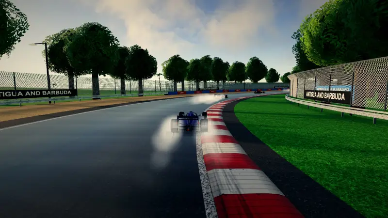 Chasing through a corner in Antigua and Barbuda: Antigua and Barbuda racing game screenshot