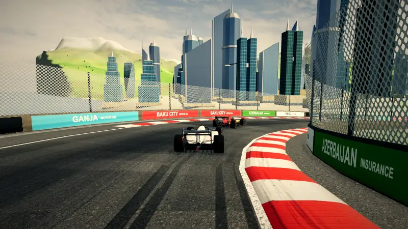 Chasing through a corner in Azerbaijan: Azerbaijan racing game screenshot