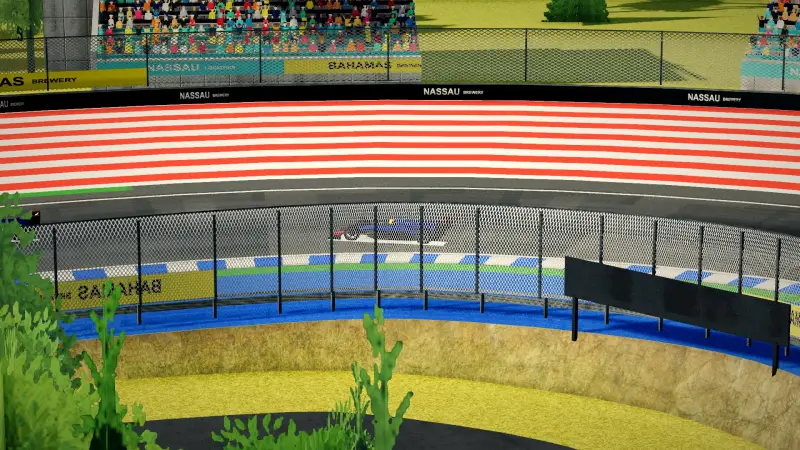 Craning over the Bahamas track: Bahamas racing game screenshot