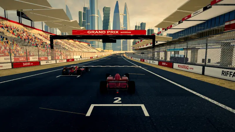 On the grid for the Bahrain Grand Prix: Bahrain racing game screenshot