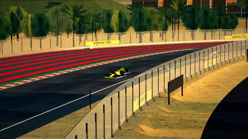 Craning over the Burkina Faso track: Burkina Faso racing game screenshot
