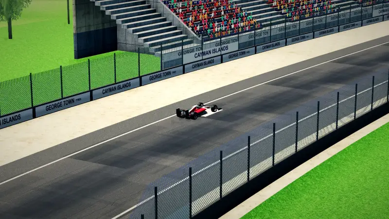 Craning over the Cayman Islands track: Cayman Islands racing game screenshot