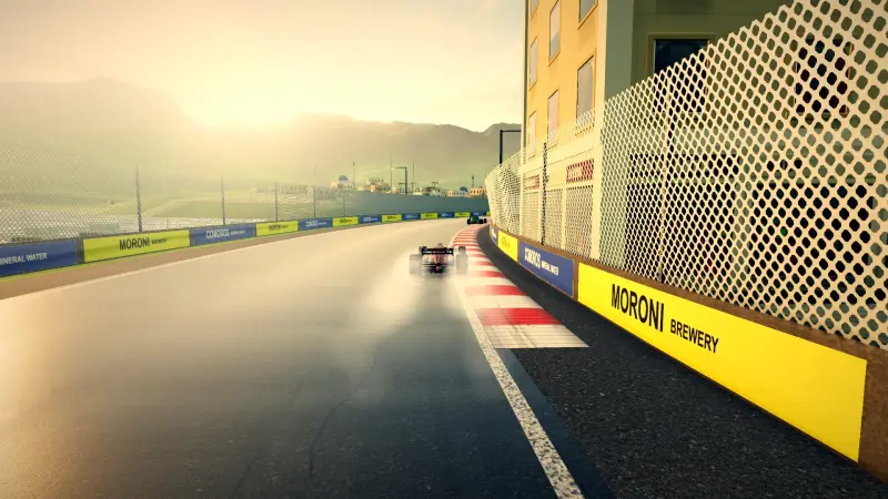 Chasing through a corner in the Comoros: Comoros racing game screenshot