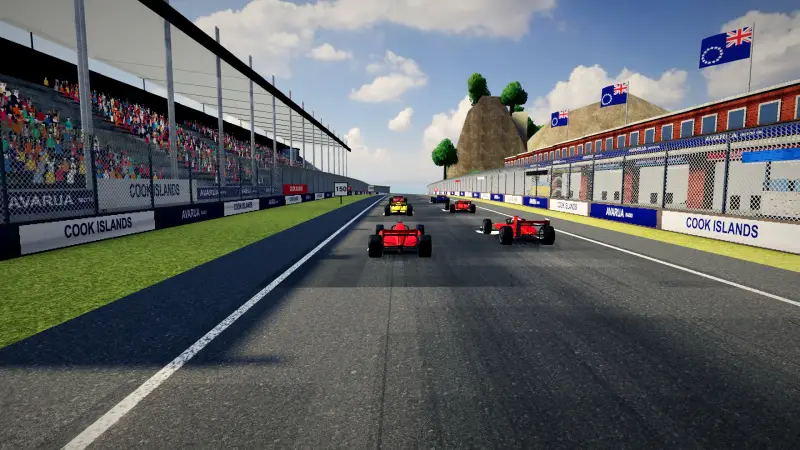 Chasing through a corner in the Cook Islands: Cook Islands racing game screenshot