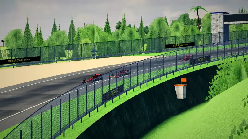Craning over the Curaçao track: Curaçao racing game screenshot