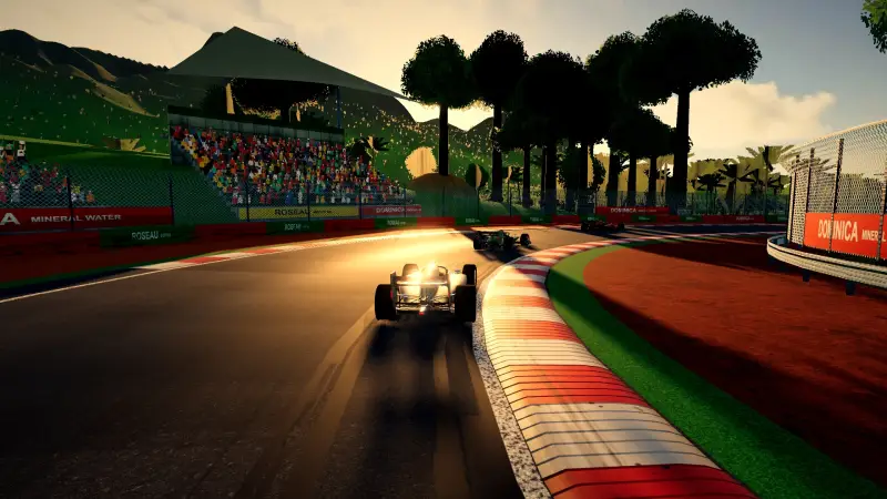 Chasing through a corner in Dominica: Dominica racing game screenshot