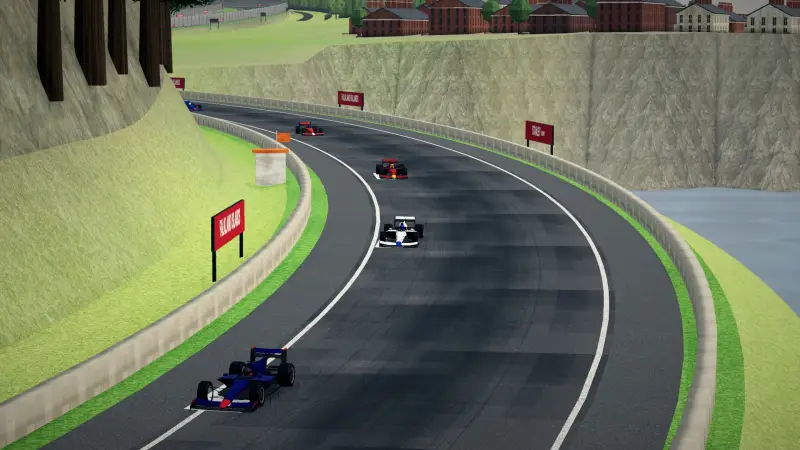 Craning over the Falkland Islands track: Falkland Islands racing game screenshot