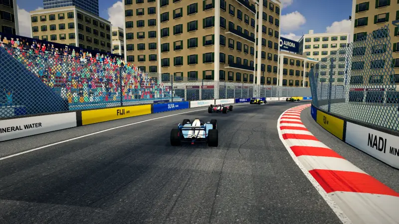 Chasing through a corner in Fiji: Fiji racing game screenshot