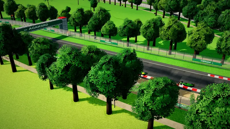 The helicopter over the Grenada circuit: Grenada racing game screenshot