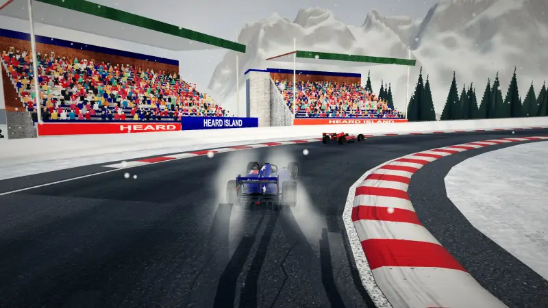 Chasing through a corner in Heard Island: Heard Island racing game screenshot