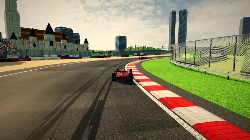 Chasing through a corner in Hungary: Hungary racing game screenshot