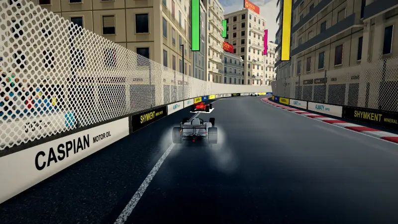 Chasing through a corner in Kazakhstan: Kazakhstan racing game screenshot