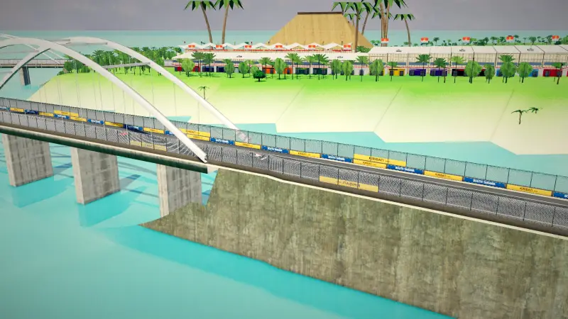 Across the bridge, Kiribati: Kiribati racing game screenshot