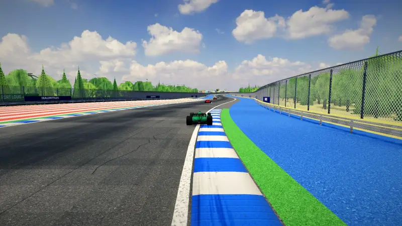 Chasing through a corner in Mauritius: Mauritius racing game screenshot
