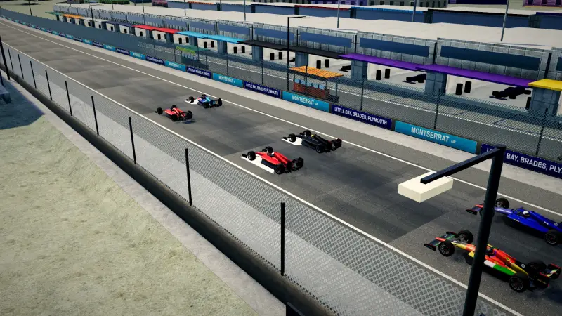 Craning over the Montserrat track: Montserrat racing game screenshot