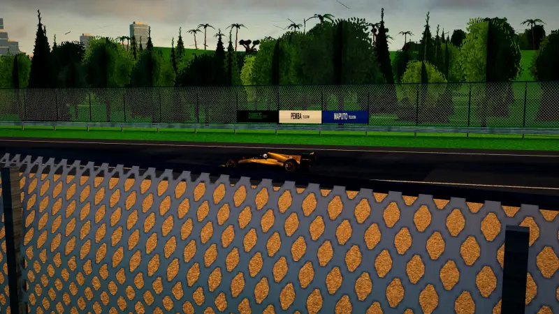 Trackside at the Mozambique circuit: Mozambique racing game screenshot