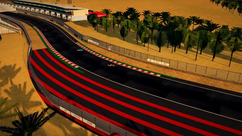 The helicopter over the Namibia circuit: Namibia racing game screenshot