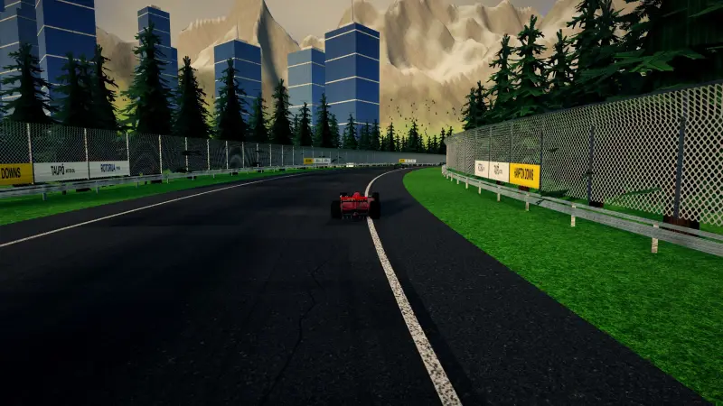 Chasing through a corner in New Zealand: New Zealand racing game screenshot