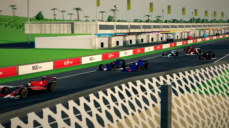 Trackside at the Niue circuit: Niue racing game screenshot