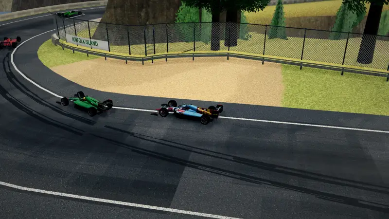 Craning over the Norfolk Island track: Norfolk Island racing game screenshot
