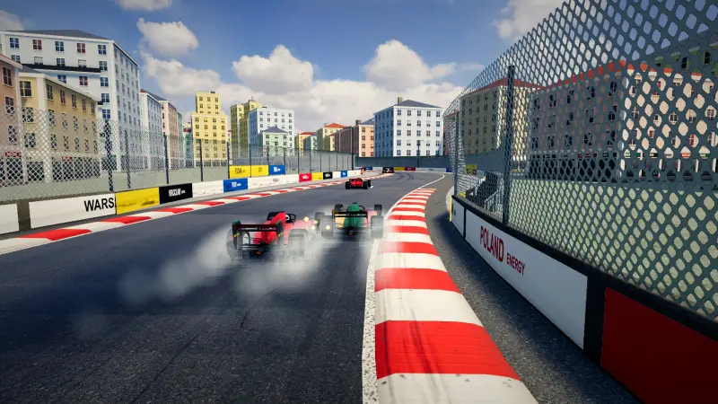 Chasing through a corner in Poland: Poland racing game screenshot
