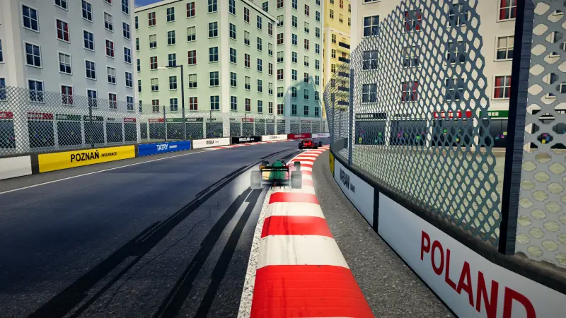 Chasing through a corner in Poland: Poland racing game screenshot