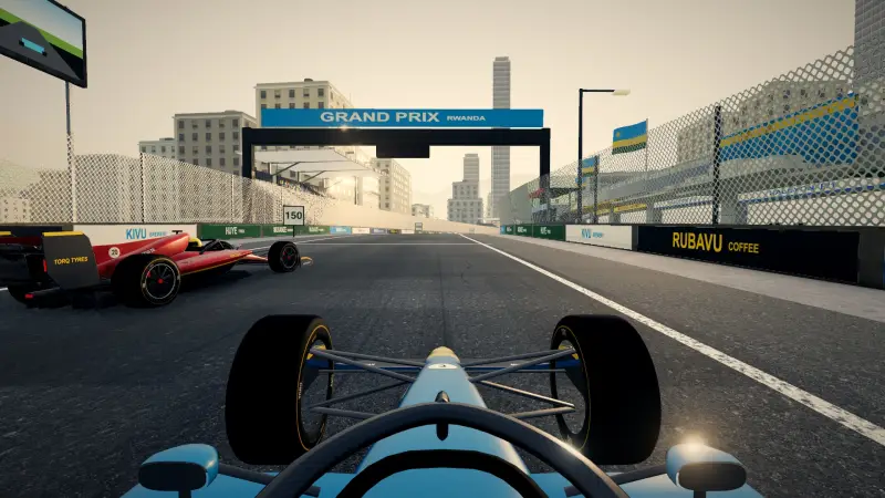 On the grid for the Rwandan Grand Prix: Rwanda racing game screenshot