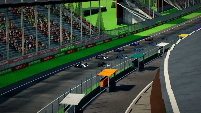 Craning over the Saint Kitts and Nevis track: Saint Kitts and Nevis racing game screenshot