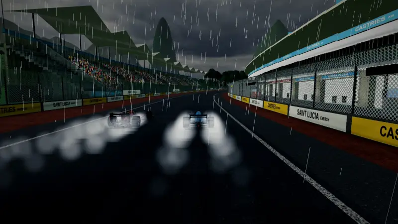 Chasing through a corner in Saint Lucia: Saint Lucia racing game screenshot