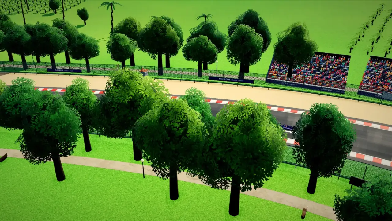 The helicopter over the Samoa circuit: the Samoa racing game
