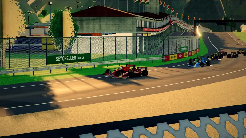 Trackside at the Seychelles circuit: Seychelles racing game screenshot