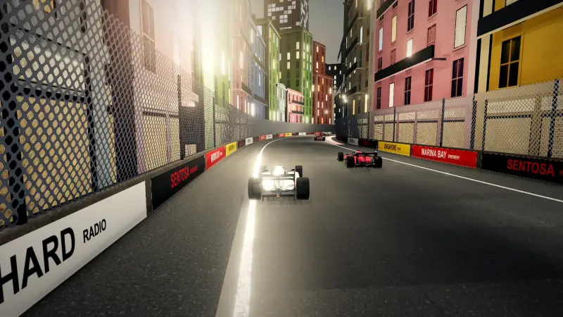 Chasing through a corner in Singapore: Singapore racing game screenshot