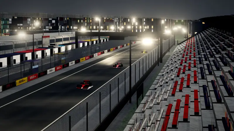 Craning over the Singapore track: Singapore racing game screenshot