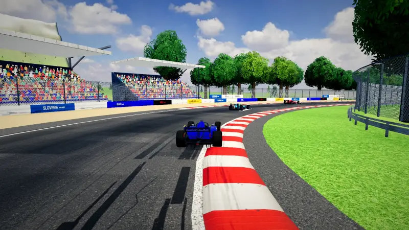 Chasing through a corner in Slovenia: Slovenia racing game screenshot