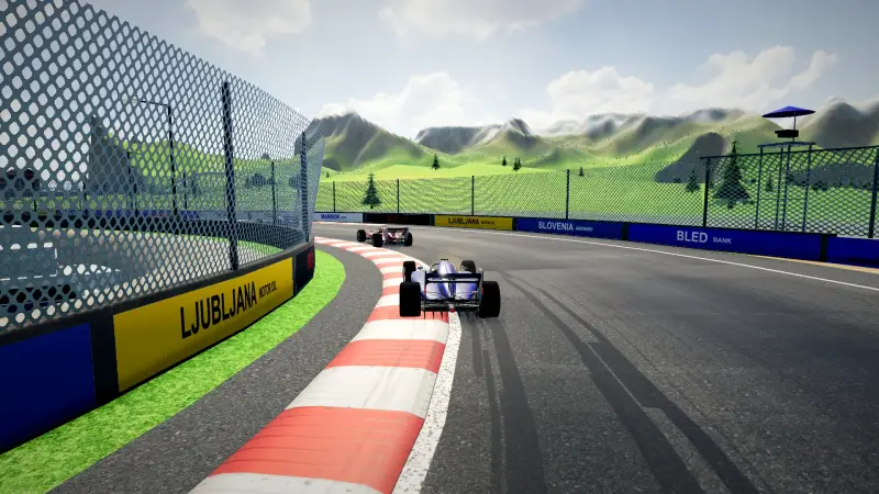 Chasing through a corner in Slovenia: Slovenia racing game screenshot