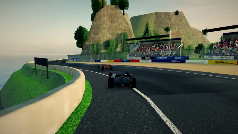 Chasing through a corner in Tasmania: Tasmania racing game screenshot