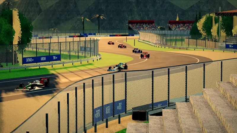 Trackside at the Tunisia circuit: Tunisia racing game screenshot