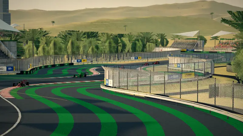 Trackside at the Turkmenistan circuit: Turkmenistan racing game screenshot