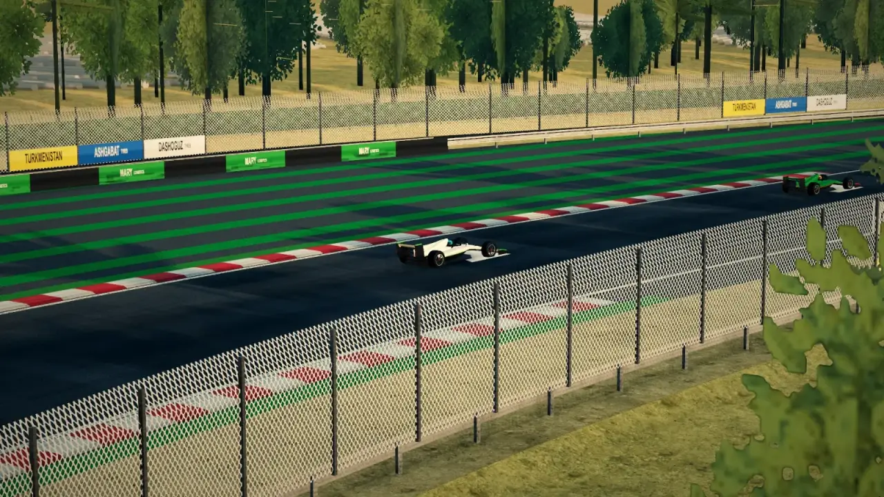 Craning over the Turkmenistan track: the Turkmenistan racing game