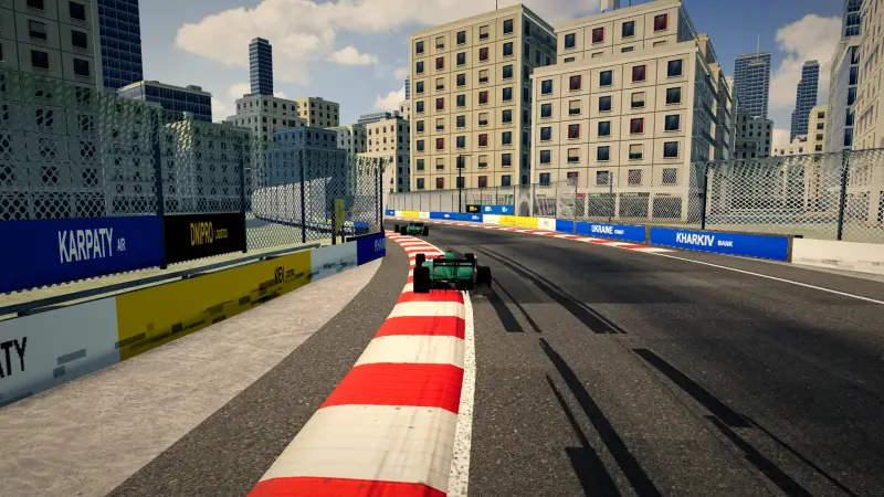 Chasing through a corner in Ukraine: Ukraine racing game screenshot