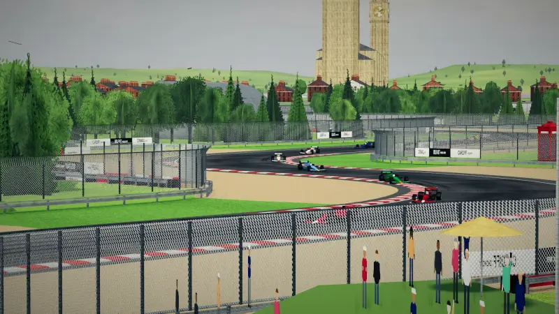 Trackside at the United Kingdom circuit: United Kingdom racing game screenshot