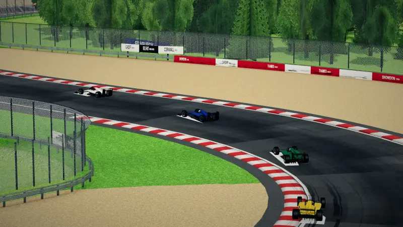 Craning over the United Kingdom track: United Kingdom racing game screenshot