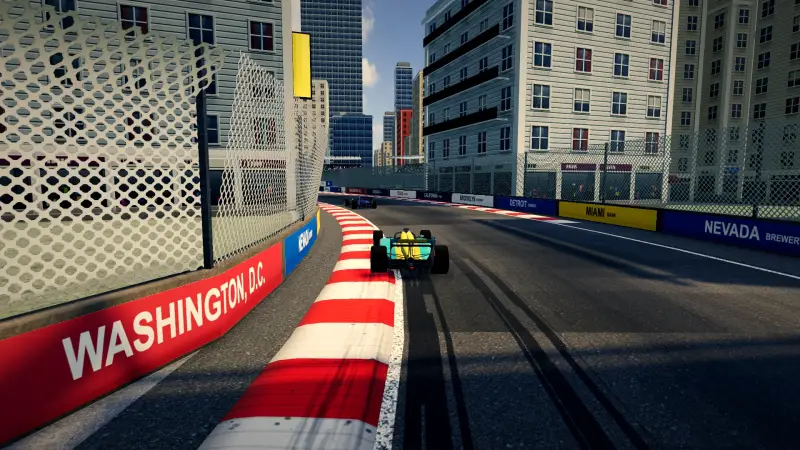 Chasing through a corner in the United States: United States racing game screenshot