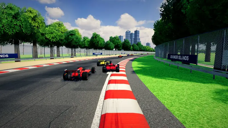 Chasing through a corner in the US Minor Islands: US Minor Islands racing game screenshot